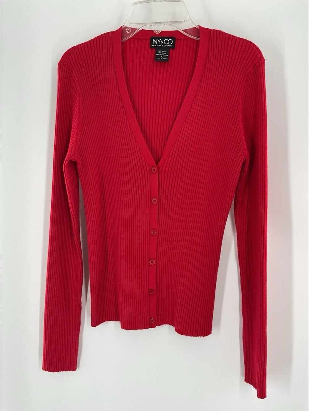 NY &  CO Red Cardigan Button Up L 120